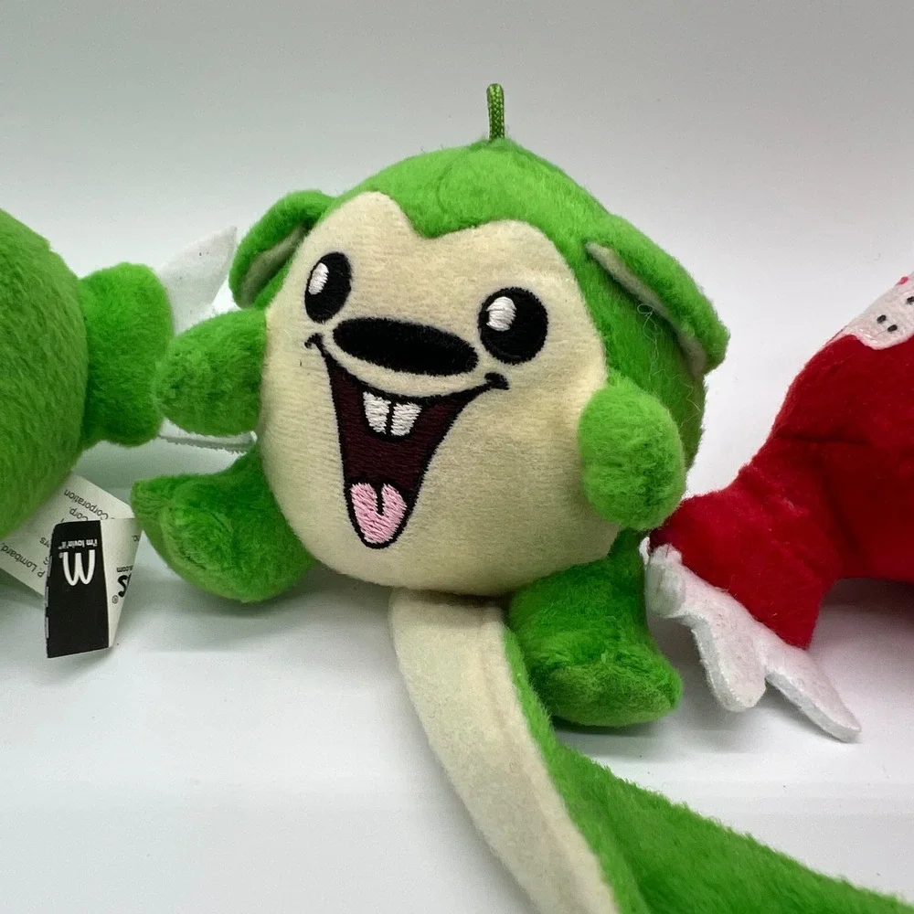 Vintage Neopets Meerca Kiko Plush Lot of 3 Green Red Bag Clip Keychain Plushies